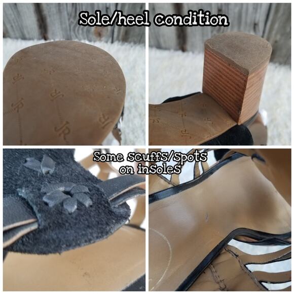 Strappy Cage Sandals Jack Rogers Hadley Size 9 Black Leather Gladiator Zip Heel - Picture 10 of 13